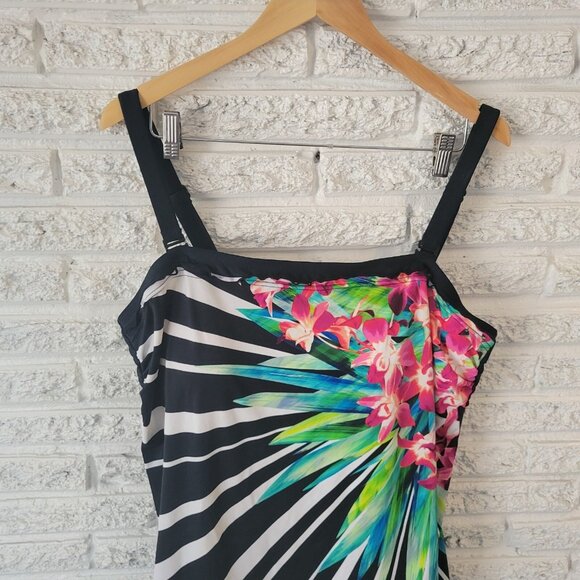 Maxine Hollywood Womens Swim Top 22W Plus Black Built in Bra FLO190XE - Picture 3 of 8